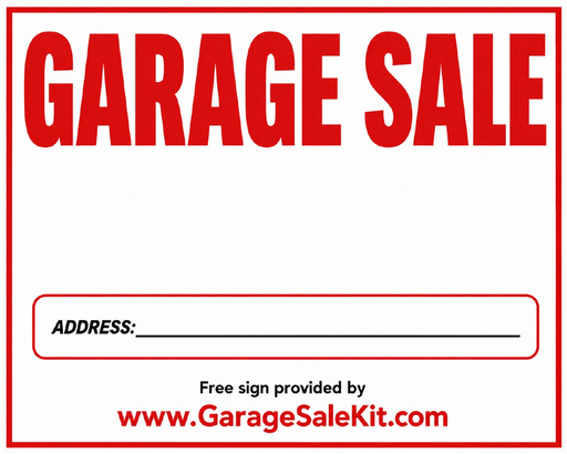 Free printable garage sale sign template with space to write your address