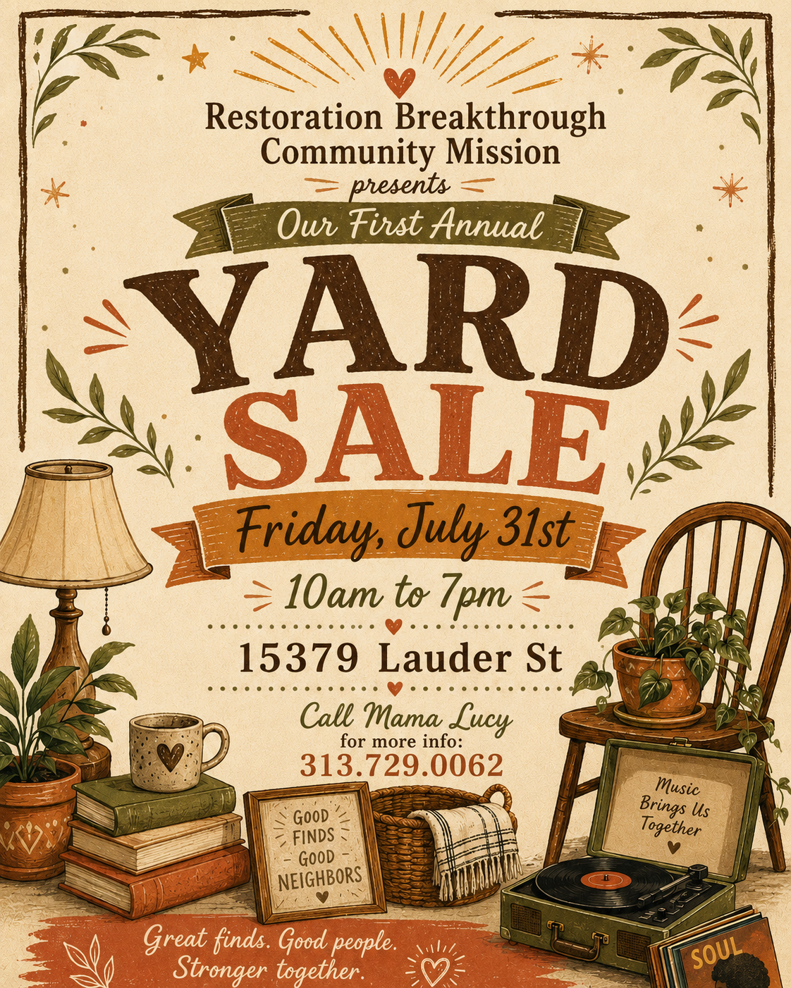 Restoration Breakthrough Community Mission First Annual Yard Sale photo 1